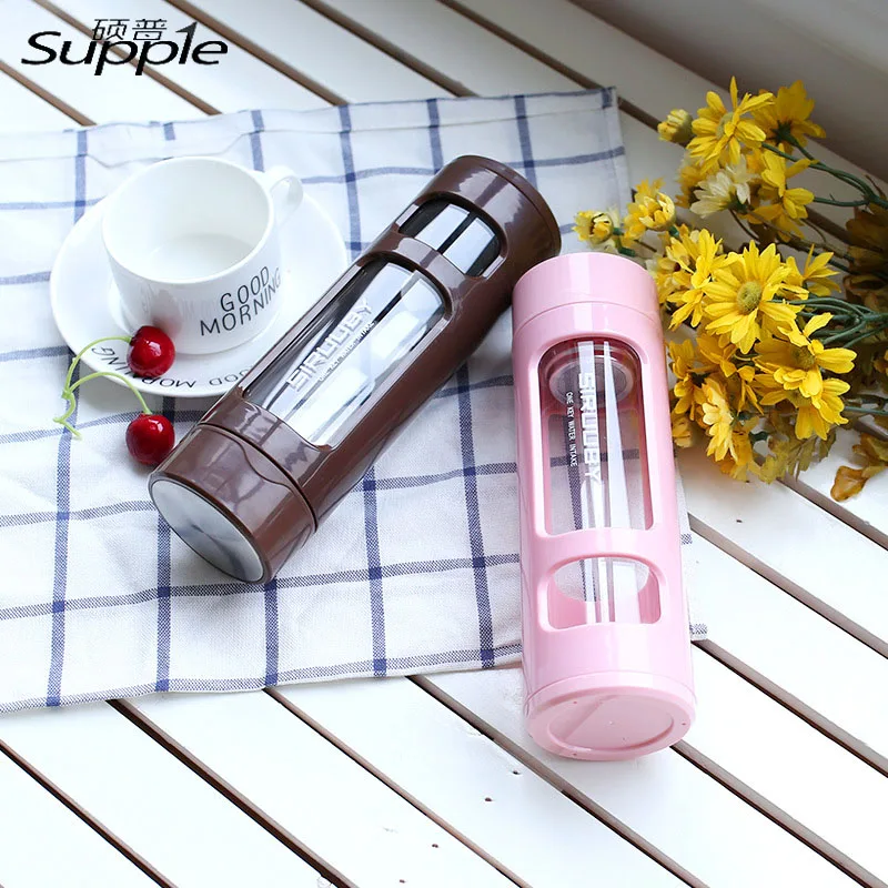 360ml New Sport Glass Water Bottle Kettle With Silicone Insulation Creative Drinkware Car Cups | Дом и сад
