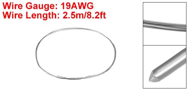 Uxcell 1 шт. нагревательный резистор провода 15AWG 17AWG 18AWG 19AWG 20AWG 21AWG нихромовое сопротивление провода для нагревательных элементов Серебряный тон