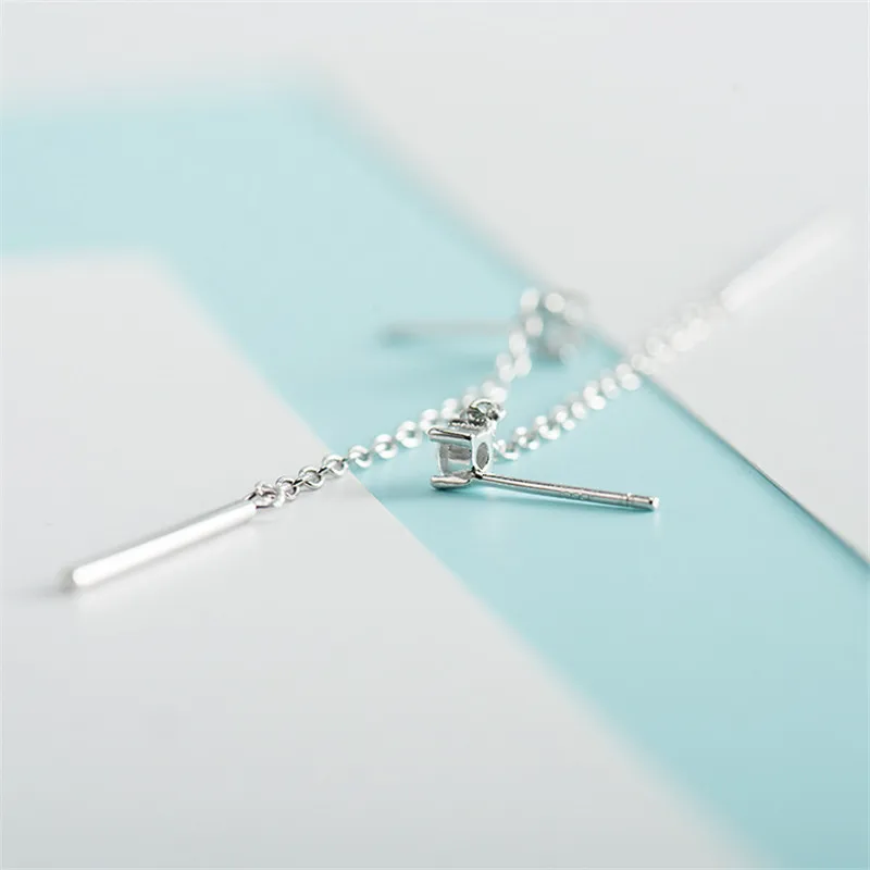 YPAY Korean Style Long Tassel Drop Earring for Ladies Girls 100% Original 925 Sterling Silver Ear Needle Fine Jewelry YME215 | Украшения и