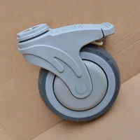5 inch furniture caster plastic synthetic rubber tpr hospital equipment medical bed chair wheel with brake ball bearing