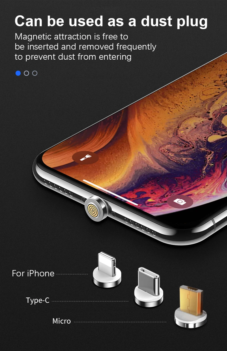 Магнитный usb-кабель OLAF 2 м 1 м, 3 А, быстрая зарядка, Micro USB type C для iPhone X, samsung, S9, Xiaomi type-C, Магнитный зарядный кабель для телефона