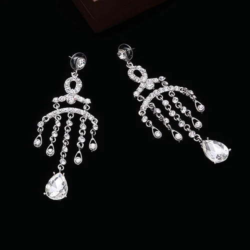 Women Fashion Shiny Rhinestone Multilayer Tassels Dangle Earrings Wedding Jewelry | Украшения и аксессуары