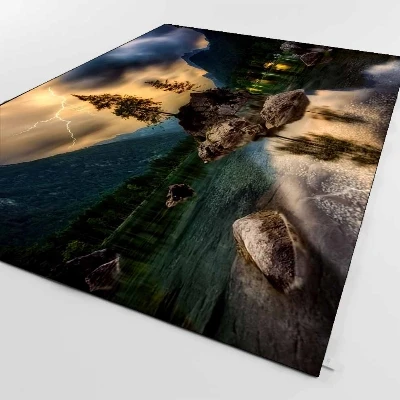 

Else Rain Lightning Storm Landscape Nature 3d Print Non Slip Microfiber Living Room Decorative Modern Washable Area Rug Mat
