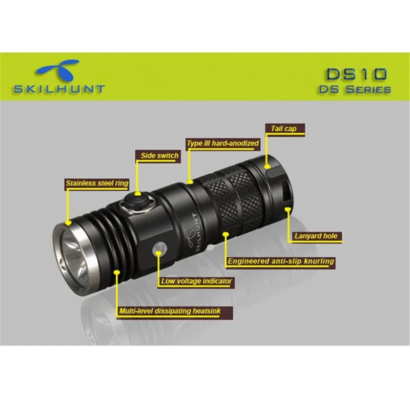 SKILHUNT DS10 Алюминий сплав Водонепроницаемый 2 5 режимов 300 люмен светодиодный