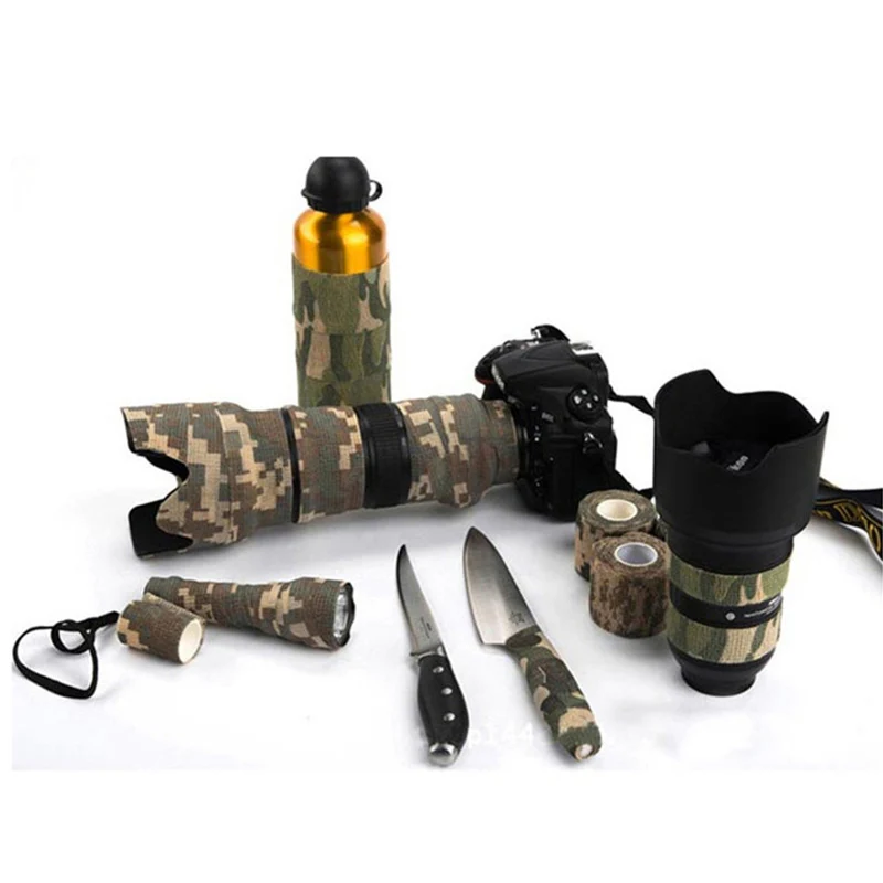10Pcs/Lot Self-adhesive Camping Camo Tape Bandage Stealth Non-woven Paintball Rifle Hunting Shooting Waterproof Camouflage Tapes |