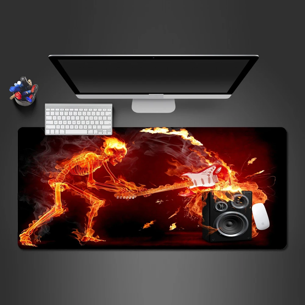 Коврик для мыши с черепом и гитарой стирающийся компьютерный коврик быстрой