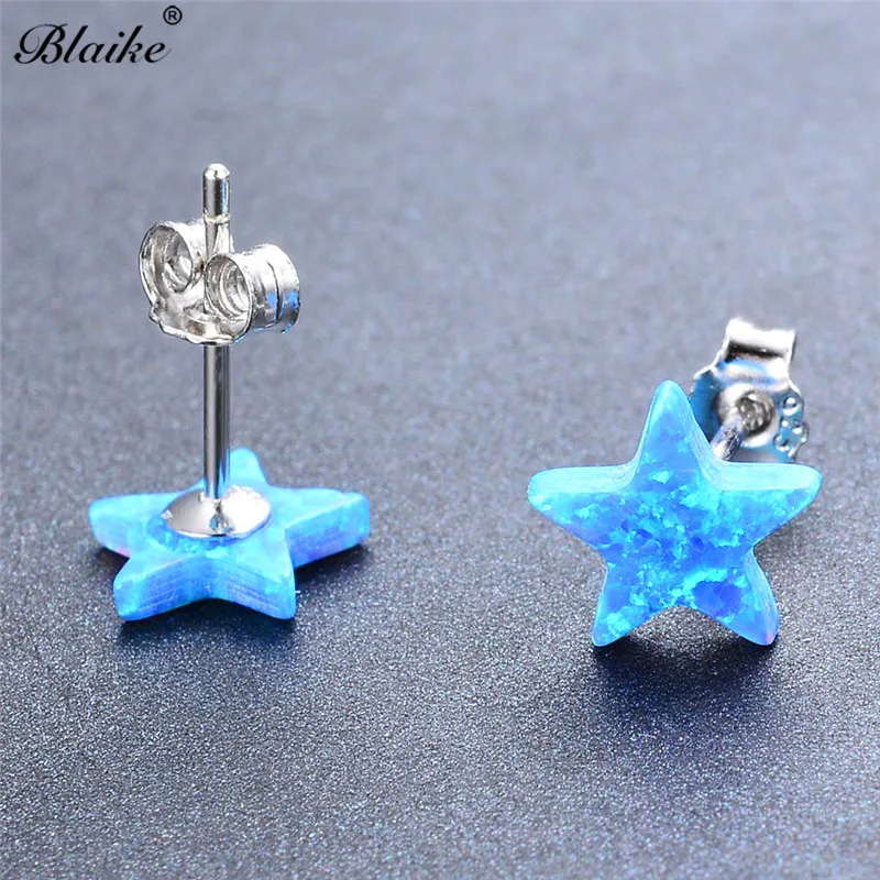 Женские серьги пусеты Blaike из стерлингового серебра 925 пробы с синим/белым огнем