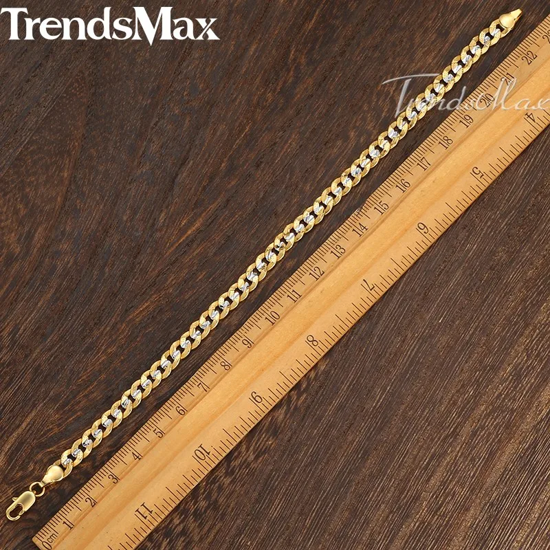 Trendsmax 6 мм 20 см мужской браслет заполненный золотом кубинская цепочка для мужчин