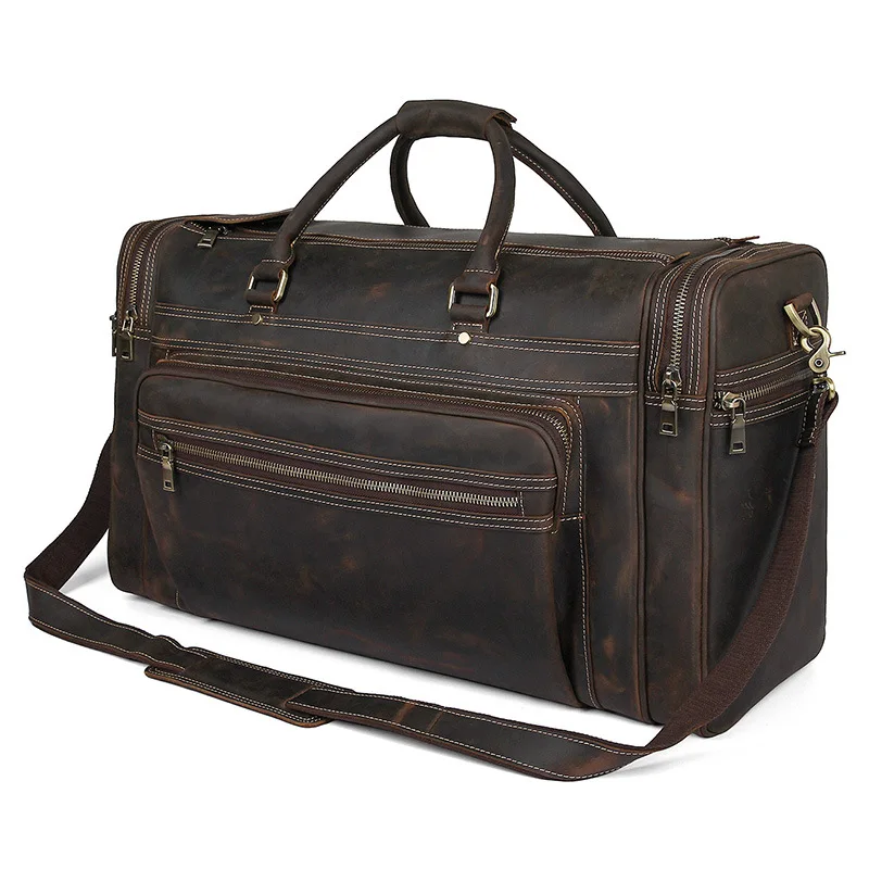 brown 2" Дорожная сумка Экстра большой емкости мужские ручные багажные дорожные сумки из коровей кожи выходные сумки мужские деловые коричневые дорожные сумки - Цвет: brown
