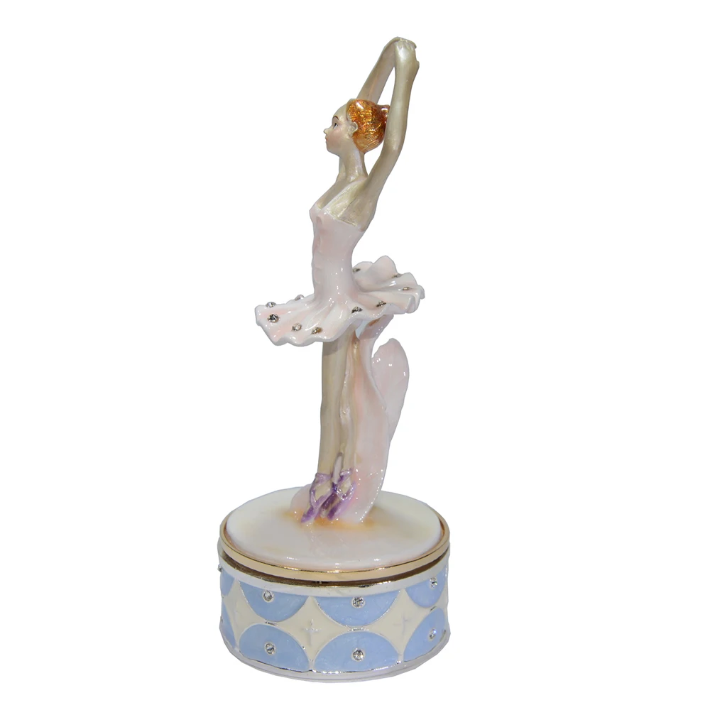 Музыкальная шкатулка Танцующая Оловянная эмалированная балерина подарок на