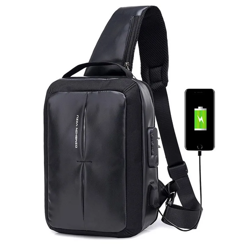 Сумка кросс боди с USB подзарядкой для мужчин и женщин сумочка мессенджер на ремне
