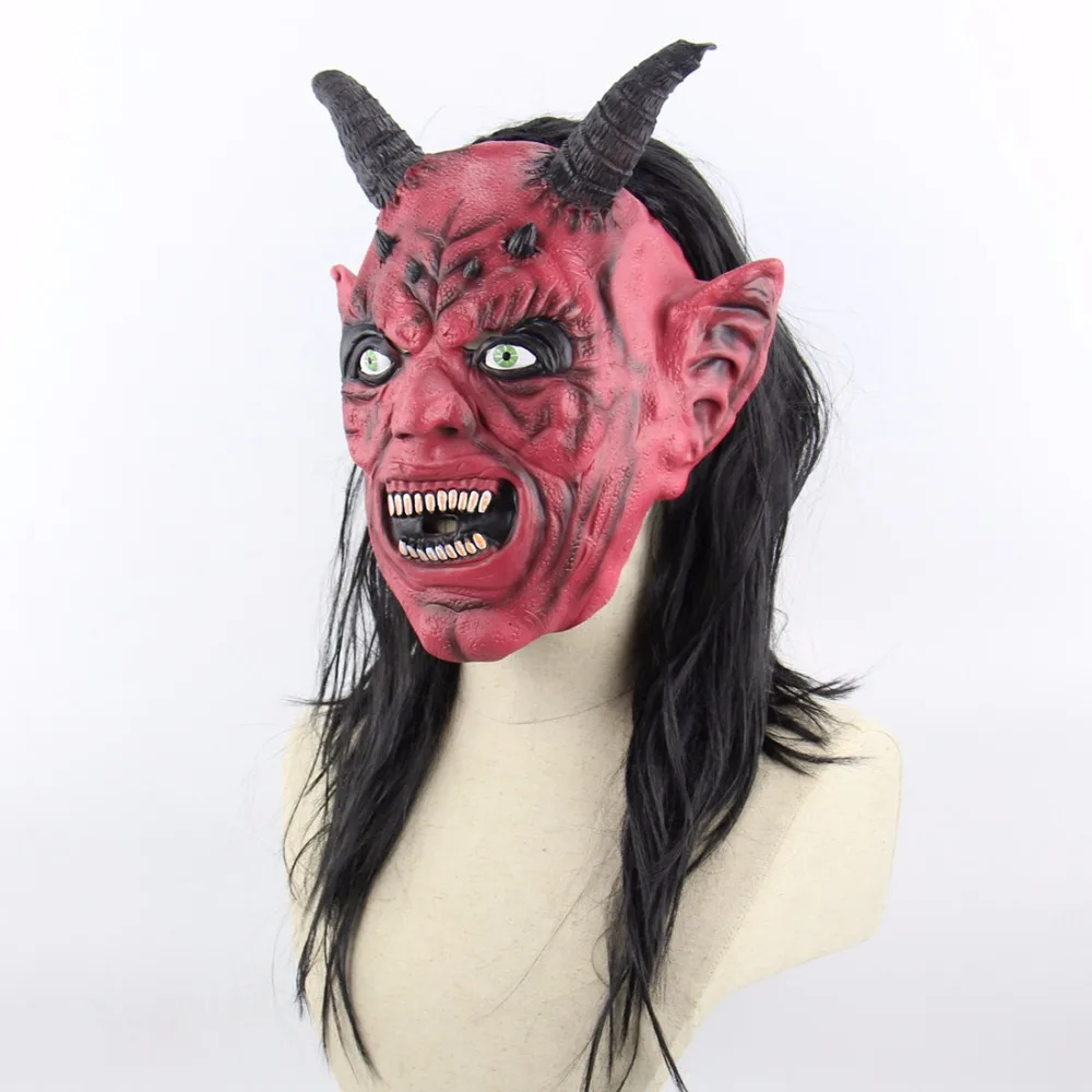 XCOSER сатана дьявол апрель дурак Хэллоуин Маскарадная маска латексная для головы