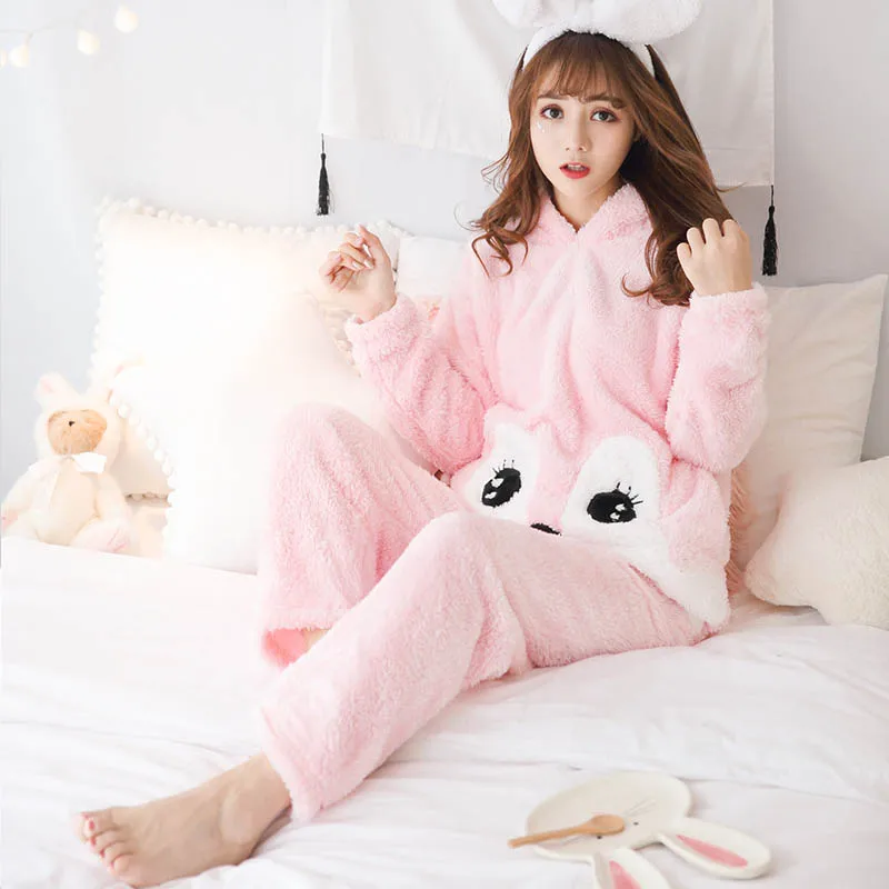 FL027C Милая Пижама с рисунком из мультфильма Фланелевая пижама Mujer Pigiama Donna Женский