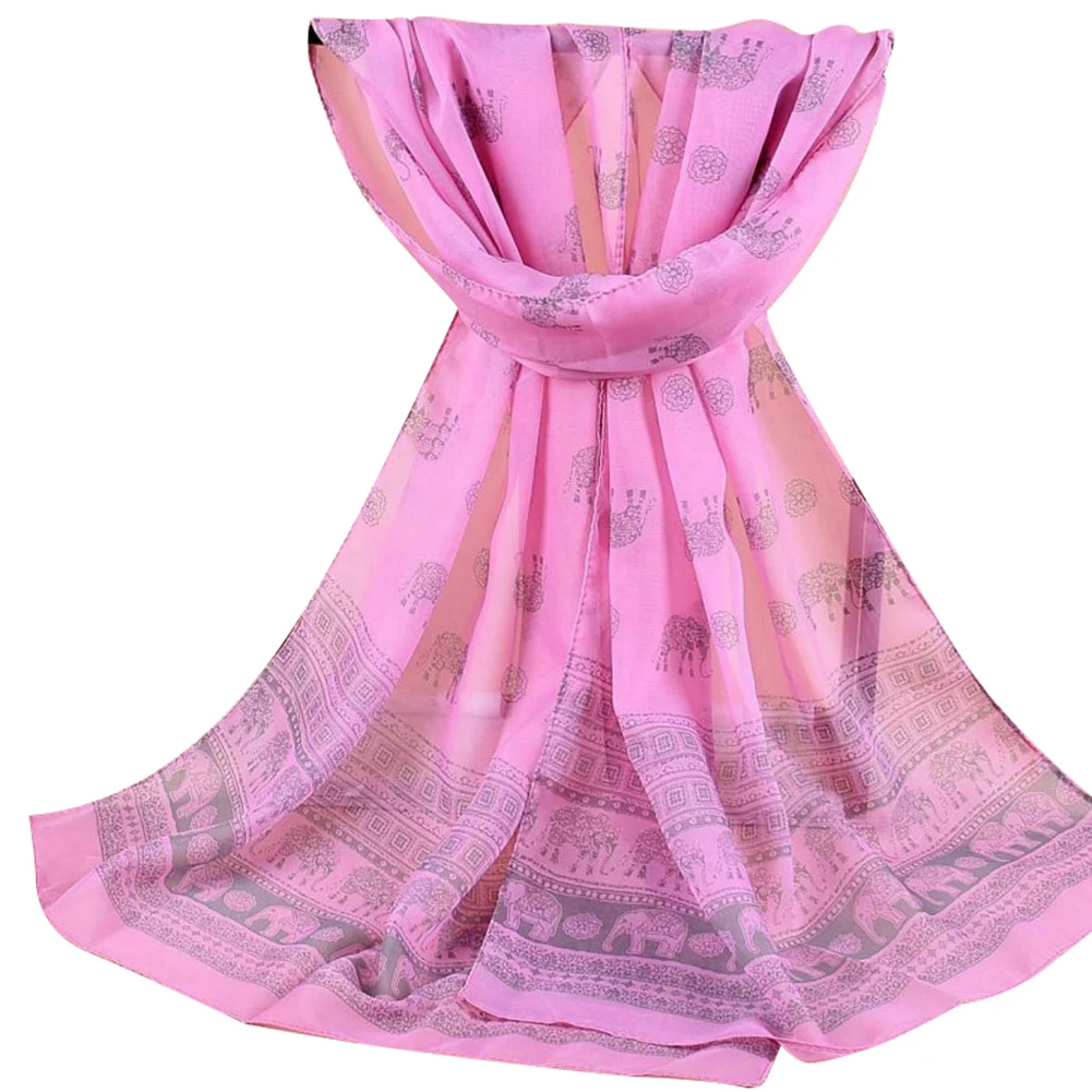 Модный шифоновый Женский мягкий дышащий Длинный Шарф С Рисунком Слона|neck wrap|long
