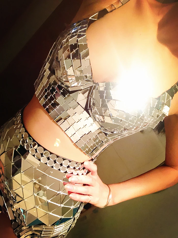 Сексуальный зеркальный костюм для клубной вечеринки с зеркалом Женская Клубная