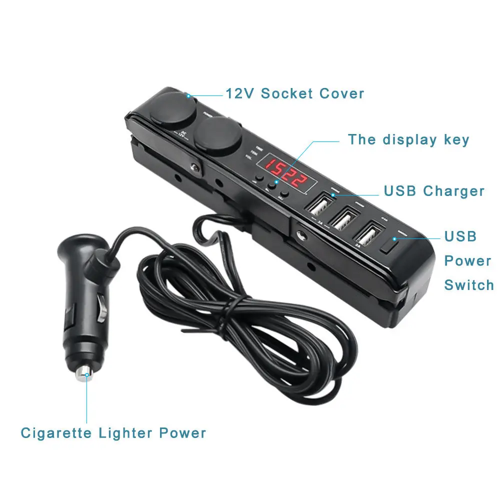 Мультирозетка Светодиодный автомобильного прикуривателя LED USB зарядное