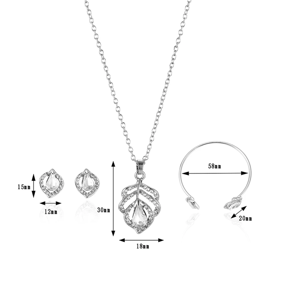 Women's Jewelry Set Bridal Wedding Rhinestone Necklace Earrings Open Bangle | Украшения и аксессуары