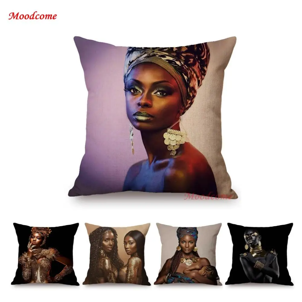 

Pretty African Girl Black Beauty Vogue Fashion Poster Cover Home Decorative Sofa Throw Pillow Cover Cotton Linen Cushion Cover