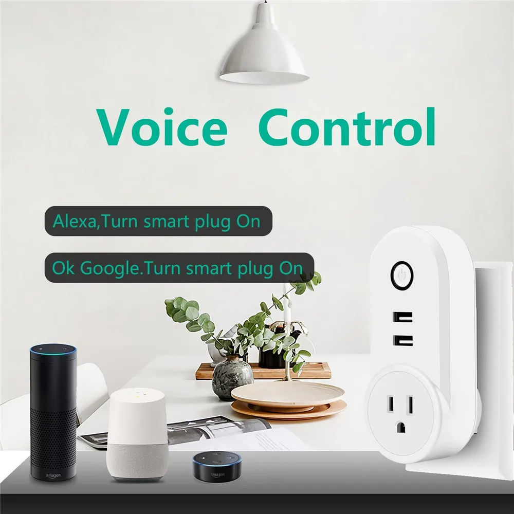 Умная розетка Wi Fi 2 порта USB умная вилка для Amazon Alexa/Google Home Phone дистанционное