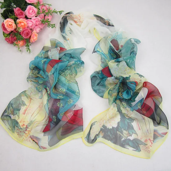 Chinese characteristics of beautiful ladies figure new printed chiffon scarf Tang Dynasty beauty beach sunscreen |