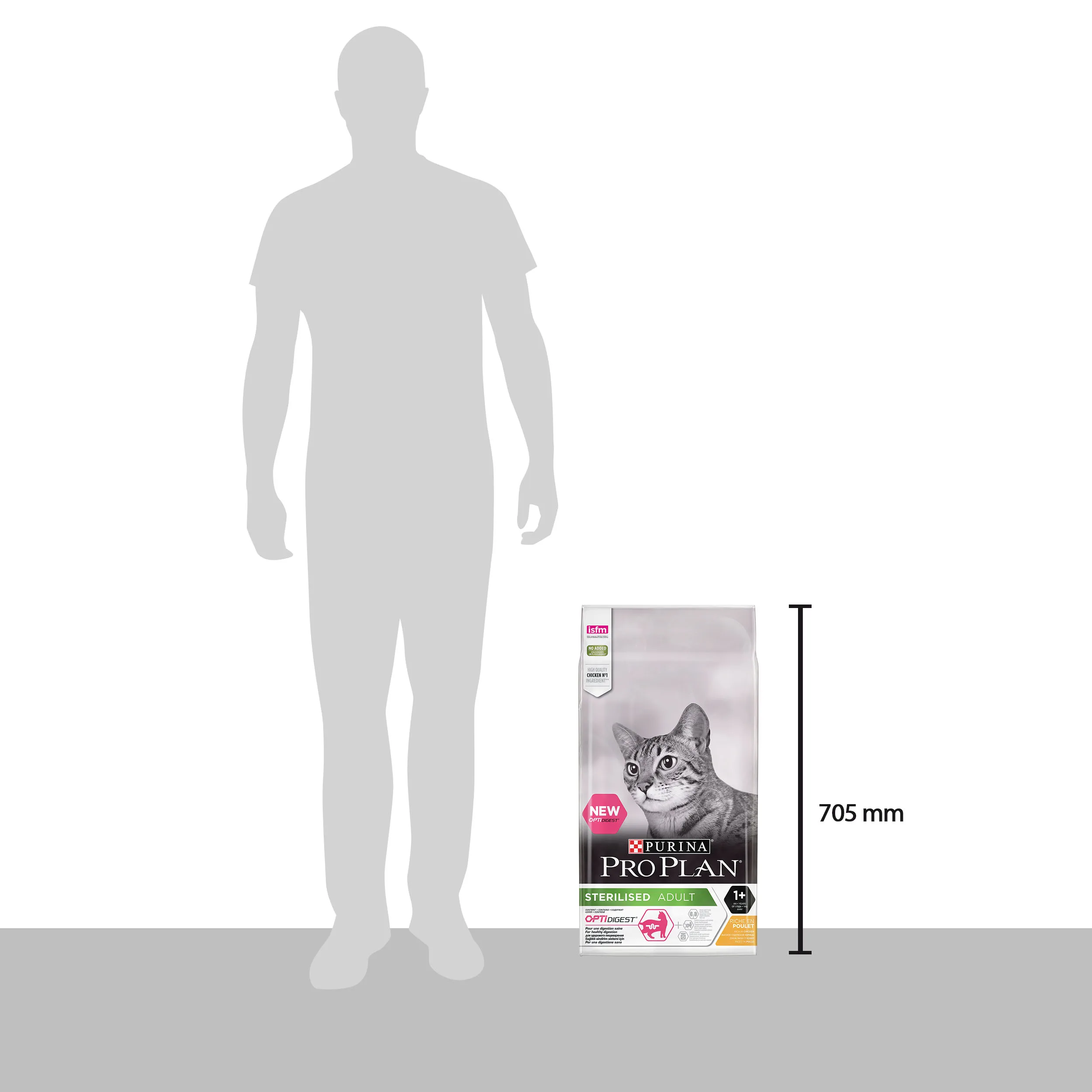 Сухой корм Purina Pro Plan для стерилизованных кошек/кастрированных котов с чувствительным пищеварением, курица, Пакет, 10 кг