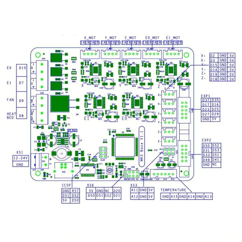 Материнская плата ShenzhenMaker MKS Base V1.6 с радиатором и совместимым USB контроллером Mega2560