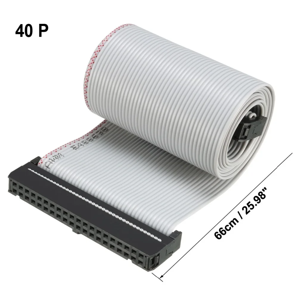 

Uxcell 2pcs IDC 40/50/64 Pins 48/66/128cm Long Gray/Rainbow 2.54mm Pitch Flat Flexible Ribbon Jumper Cable Connector Type C/B