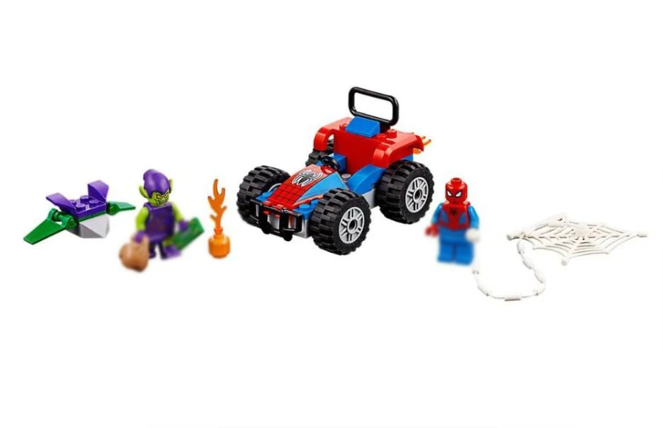Legoings Новинка! Супер герой Marvel Человек паук модель автомобиля погоня строительные