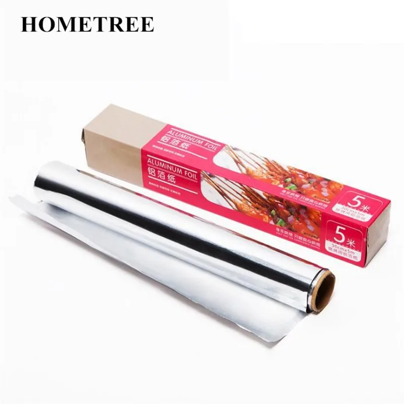 

HOMETREE Practical 5 Meters 30CM Tinfoil Oilpaper Aluminum Foil Kitchen Baking Tool Barbecue Paper Oven Grill Paper Silver H288