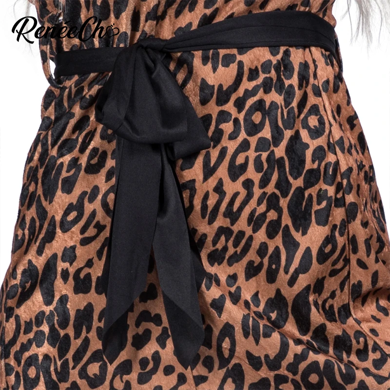 Женский костюм кавеи Reneecho для Хэллоуина пикантное короткое леопардовое платье с