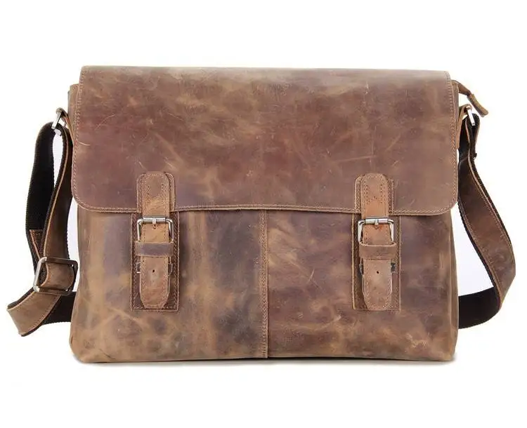 

Male Business Briefcases Real Leather Vintage Men's Messenger bag Casual Natural Cowskin Business Crossbody Shoulder Bags 2018