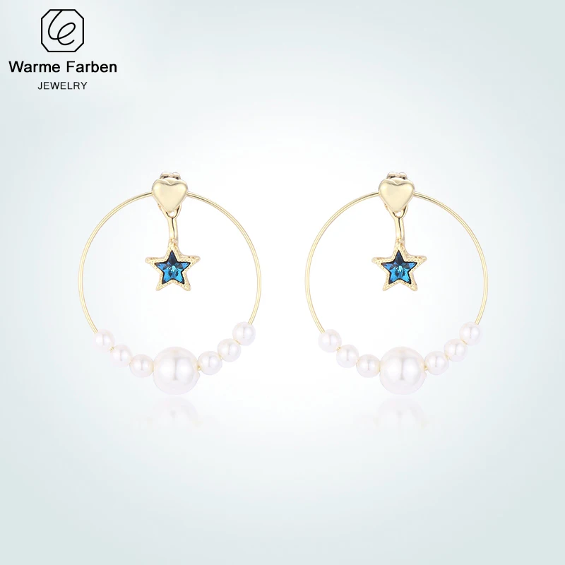 Женские серьги Warme Farben большие круглые с жемчугом для банкета 2019|Серьги| |