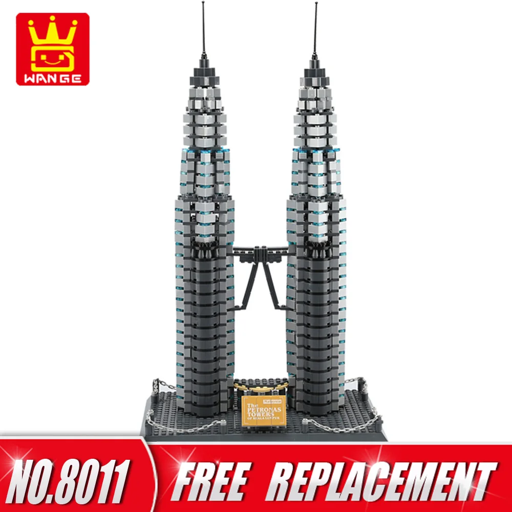 WANGE 1160 Кирпичи DIY Строительные архитектурные блоки серии башни Петронас Куала