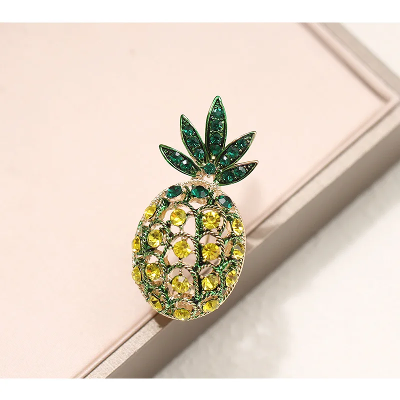YANYI New Arrival Fruit Design Pineapple Brooch with Rhinestone Band and Green Enamel Leaf for Women Girls Holiday Gift | Украшения и