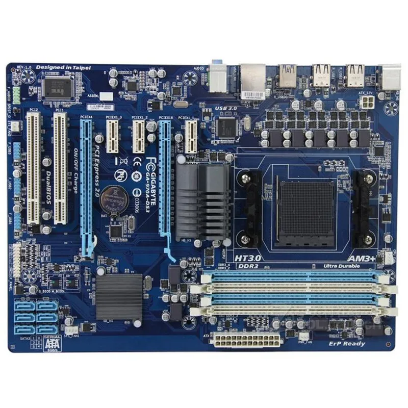 100% оригинальная десктопная Материнская плата Gigabyte для GA 970A DS3 DDR3 Socket AM3 +