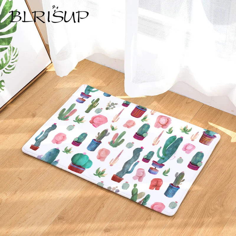 Blrisup цифровая печать коврик современные Стиль кухня ковры зеленый растение