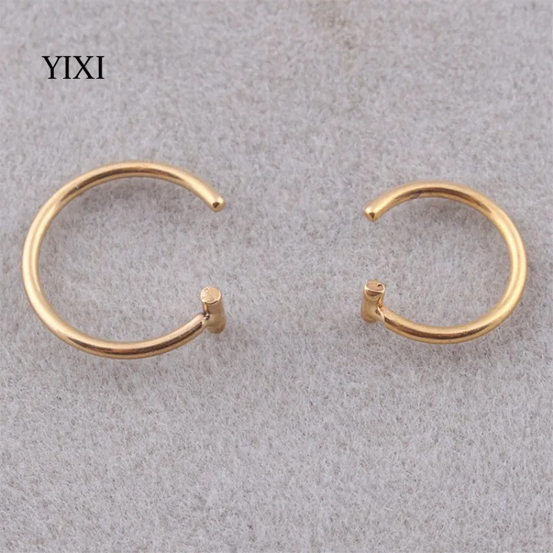 YIXI Рок-панк поддельное носовое кольцо губа из нержавеющей стали с клипом для прокола фальшивые кольца обруч для женщин украшения для тела 8мм / 10мм на.