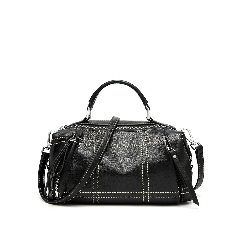 Бостон Для женщин из натуральной кожи сумки Винтаж дизайнер шов Украшение Малый