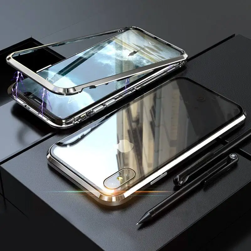 Чехол для iPhone 7 8 Plus высокое качество Магнето Магнитная Адсорбция металлический