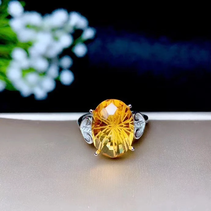 KJJEAXCMY boutique jewelry 925 sterling silver inlaid citrine gemstone female ring | Украшения и аксессуары