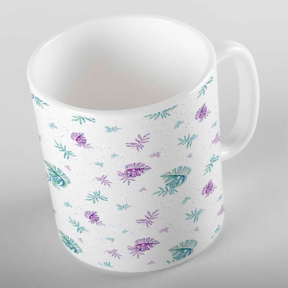 

Else Green Purple Tropical Leaves Floral Flowers 3d Print Gift Ceramic Drinking Water Tea Bear Coffee Cup Mug Kitchen