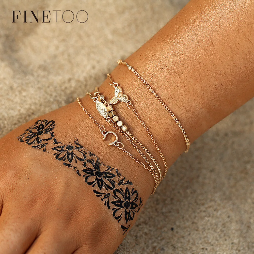 Винтаж Moon розовый кристалл браслет и браслеты для Для женщин модные золотые Цвет