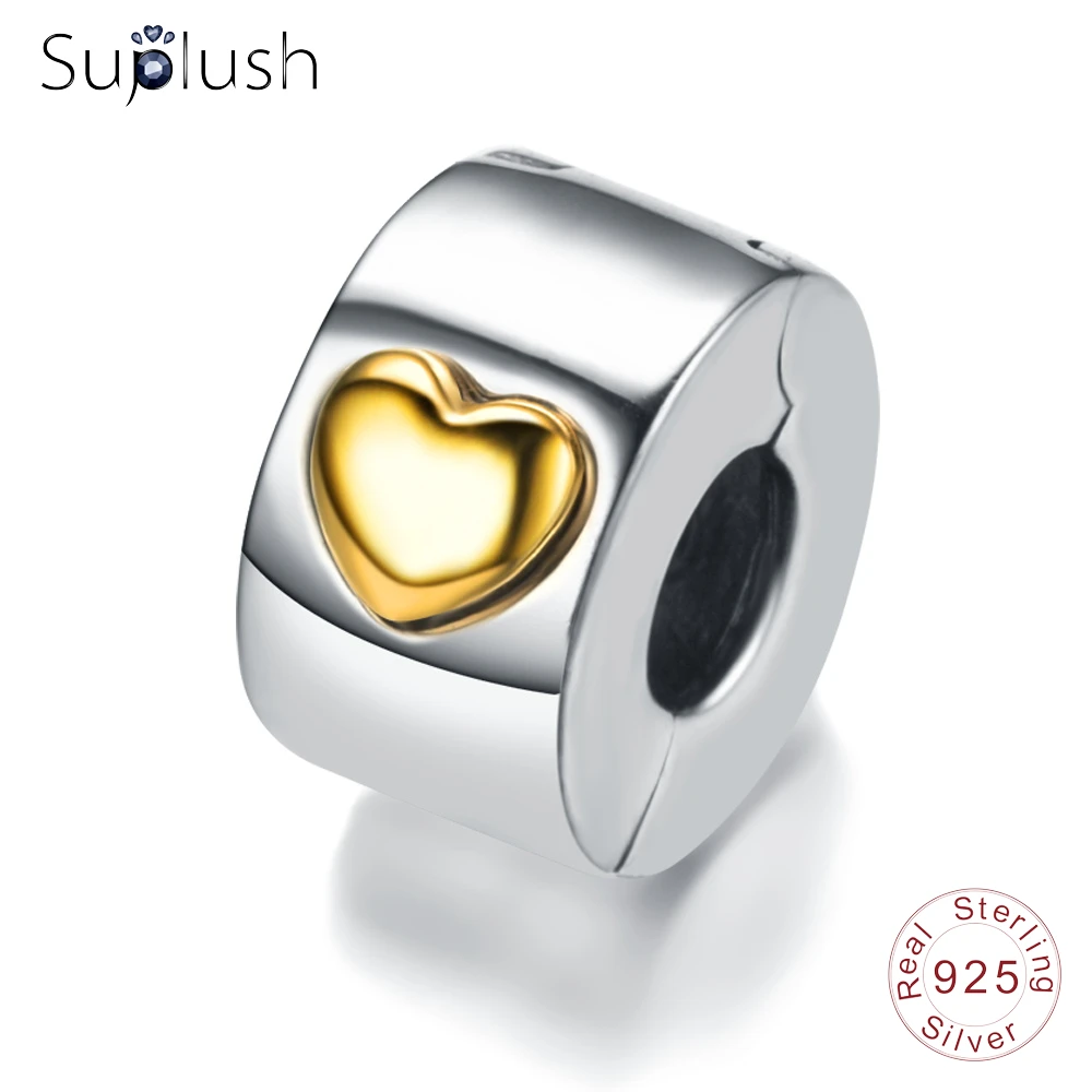 Suplush 100% Стерлинговое Серебро 925 пробы золотой цвет сердце классические бусы