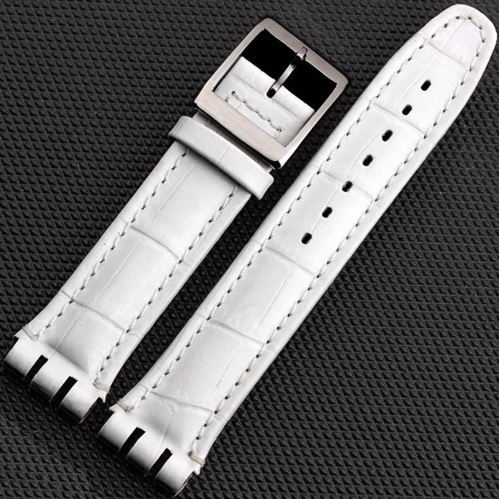 EACHE High Quality Black Brown Colors Genuine Leather Croco Pattern Replacement Watchband Fit For Swatch Men Or Women 23mm | Наручные