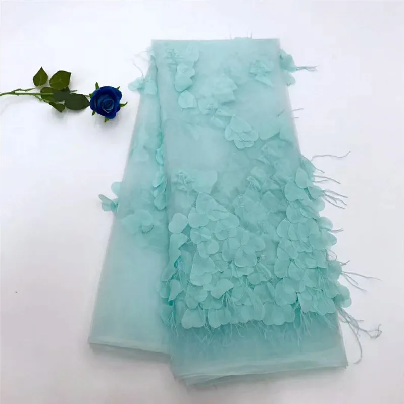 Новая мода 3D шифоновая кружевная ткань с цветком розовый/светло