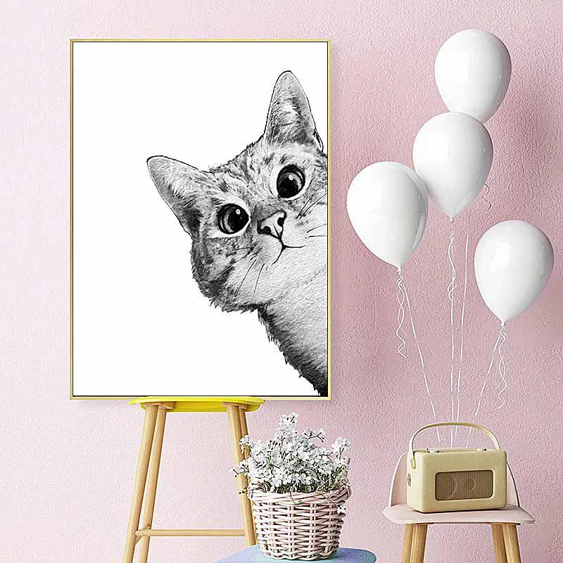 SD LINLEEHON Kawaii мультфильм животные кошка Искусство Холст постеры печать картина