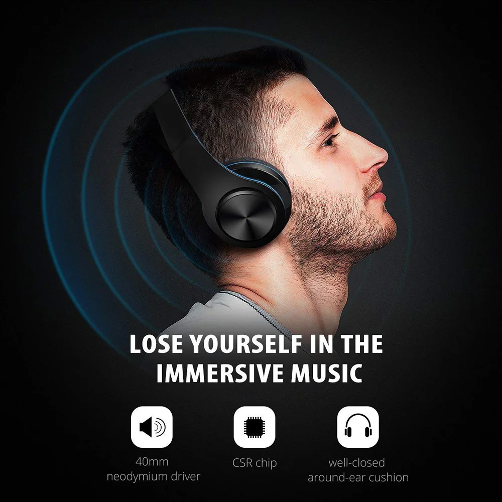 Складная Беспроводная гарнитура Sago Hi Fi стерео звуковые наушники с микрофоном