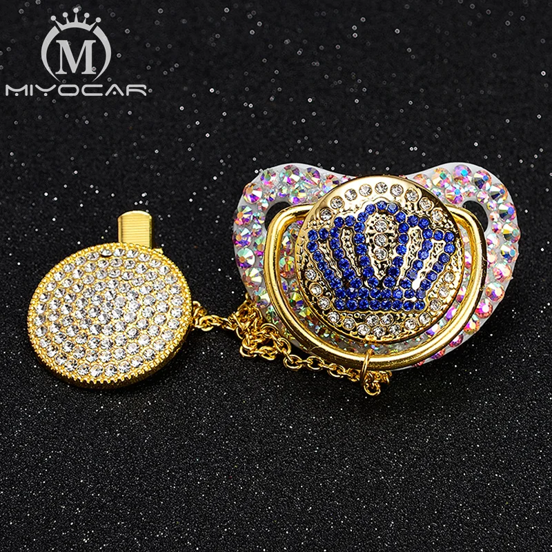 MIYOCAR все белые bling Bring crown соски и клип набор BPA бесплатно FDA безопасный пустышка