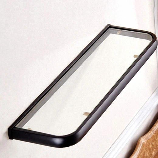 Glass Shelf Роскошный современный набор аксессуаров для ванной комнаты, черный квадратный держатель для бумажных полотенец, Полка для полотенец - Цвет: Glass Shelf
