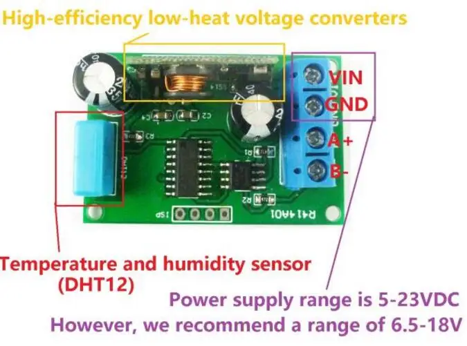 

DC5-23V RS485 Modbus Rtu Temperature and humidity sensor for Indoor and outdoor farm temperature and humidity monitori DHT12